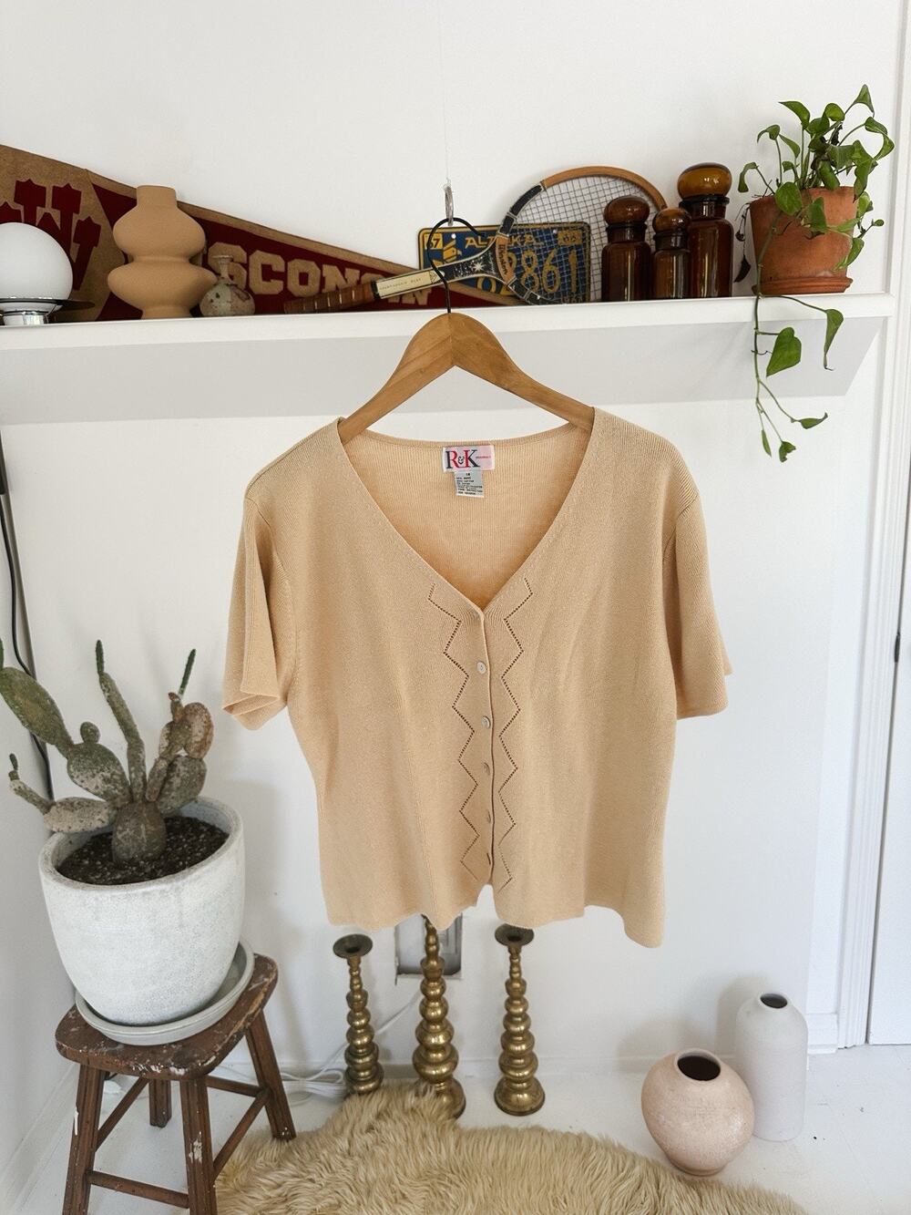 Vintage R&K Originals Short Sleeve Sweater Top Size 14